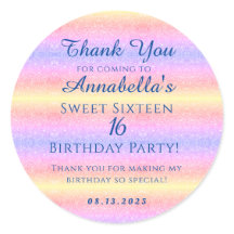 Rainbow Glitzer Sweet 16 Sechzehn Vielen Dank