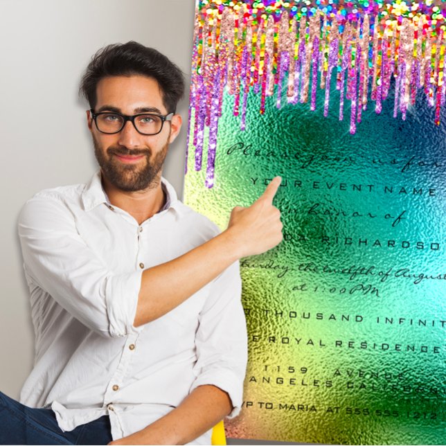 Rainbow Glitzer Tropfen Bridal 16. Unicorn Mermaid Einladung (Rainbow Glitter Drip Bridal 16th Unicorn Mermaid Invitation)