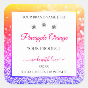 Rainbow-Glitzer- und White-Product-Packing-Etikett Quadratischer Aufkleber