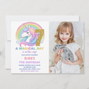 Rainbow Glitzer Unicorn Geburtstag Einladungen Fot