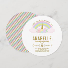 Rainbow Glitzer Unicorn Geburtstagsparty Einladung