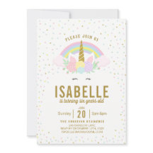 Rainbow Glitzer Unicorn Geburtstagsparty Einladung