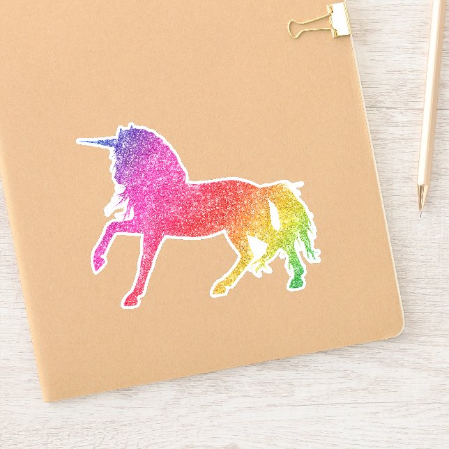 Rainbow Glitzer Unicorn Hübsches Pferd Sparkle Aufkleber (Notizbuch)