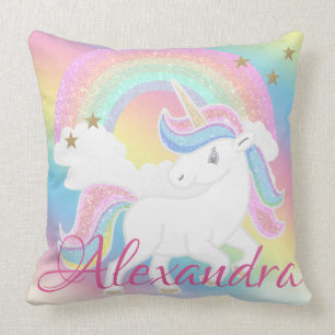 Rainbow Glitzer Unicorn mit Individuelle Name Kissen