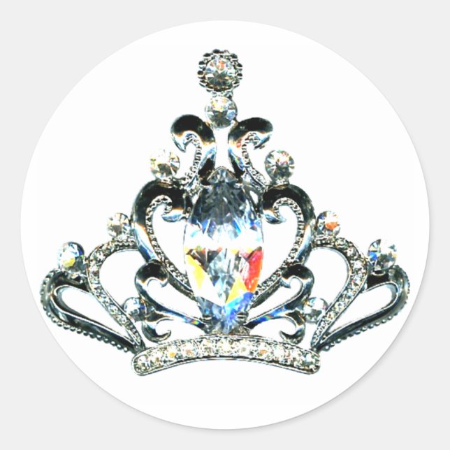 Rainbow-Glitzern eines Tiara Runder Aufkleber (Vorderseite)