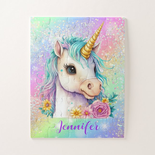 Rainbow Glitzern Magical Unicorn Puzzle (Vertikal)