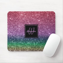 Rainbow Glitzern Monogram Pink Glamour