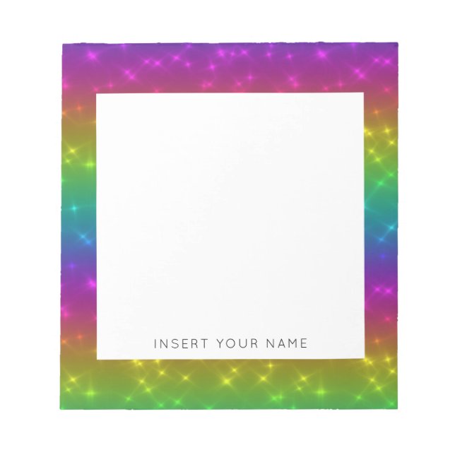 Rainbow-Glitzern Personalisiert Notepad 5,5" x 6" Notizblock (Vorderseite)