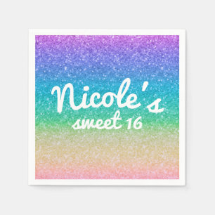 Rainbow Glitzern Sparkle Glam Birthday Party Custo Serviette