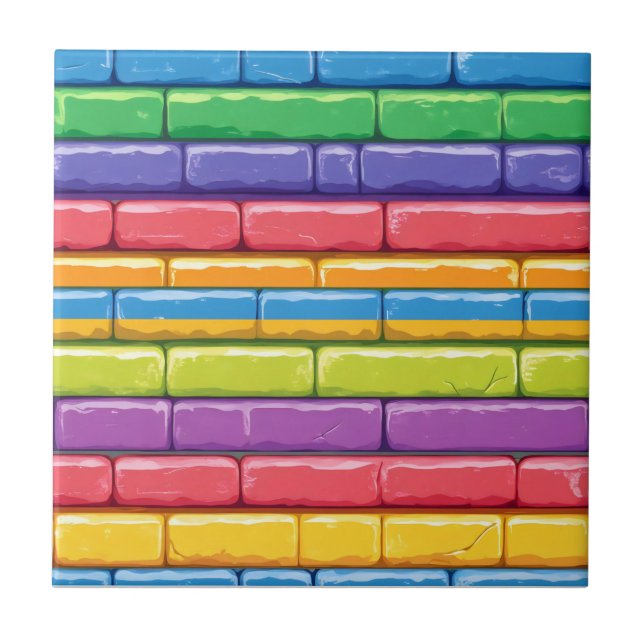 Rainbow Glossy Brick Pattern Fliese (Vorderseite)