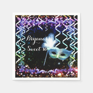 Rainbow Glow Masquerade Mask Birthday Party Serviette