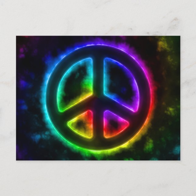 Rainbow Glow Peace Sign Postcard Postkarte (Vorderseite)