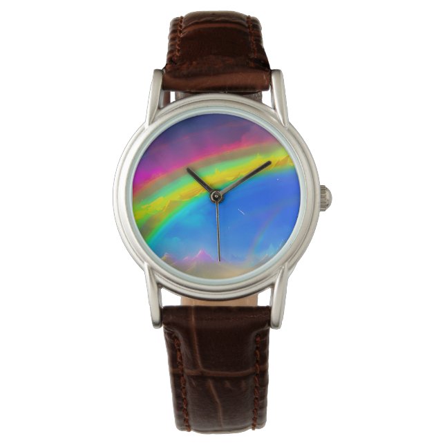Rainbow Glow Sky Armbanduhr (Vorderseite)