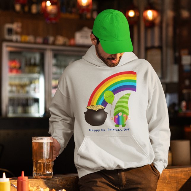 Rainbow Gnome Pot of Gold St Paddys Day Hoodie (Rainbow Gnome Pot of Gold St Paddys Day Hoodie)