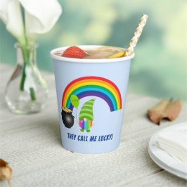 Rainbow Gnome Pot of Gold St Patricks Day Pappbecher