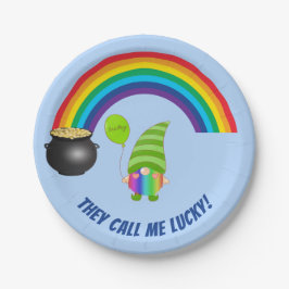 Rainbow Gnome Pot of Gold St Patricks Day Pappteller
