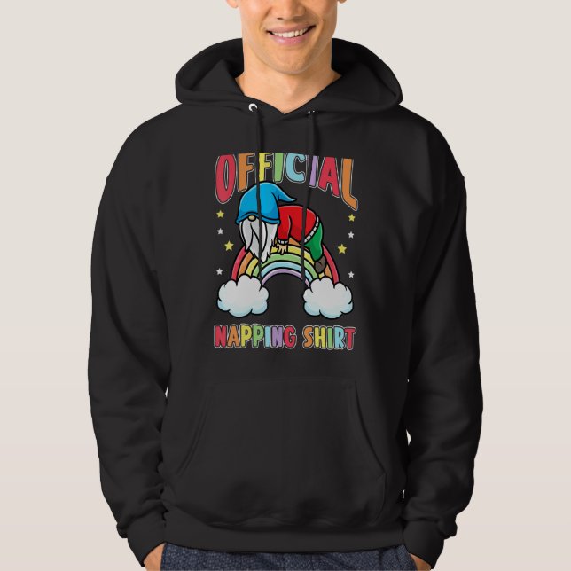 Rainbow Gnome Sleeping Pajama Napping Dwarf Gnome Hoodie (Vorderseite)
