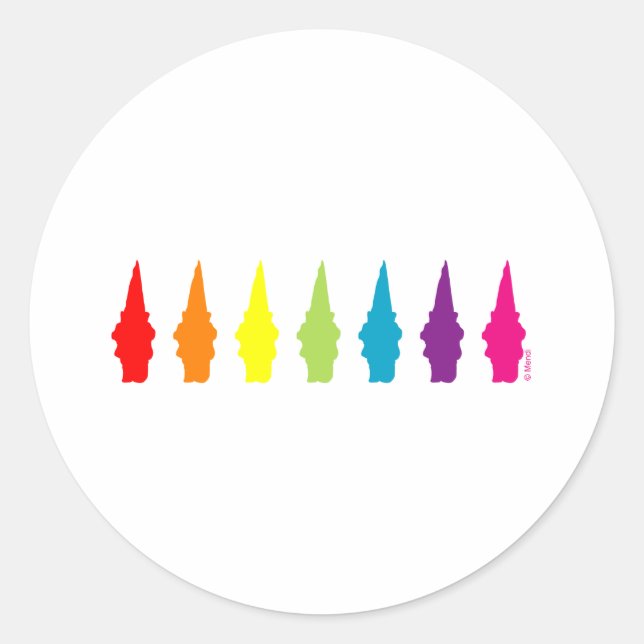 Rainbow Gnomes Runder Aufkleber (Vorderseite)