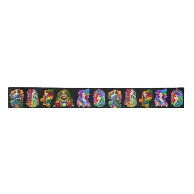 Rainbow Goddess Queen Dragon Fantasy Art Satinband (Vorderseite)