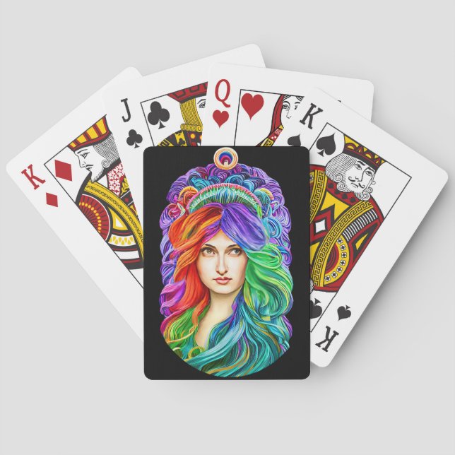 Rainbow Goddess Queen Fantasy Art Spielkarten (Rückseite)