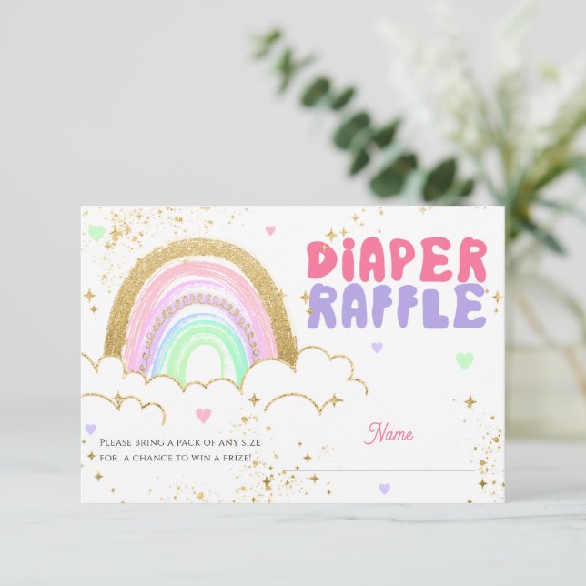 Rainbow Gold Baby Shower Windschutzscheibe Einladung (Stehend Vorderseite)