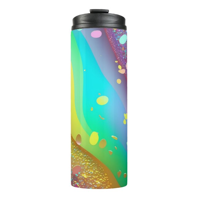 Rainbow Gold Glitzer Thermal Tumbler 12oz Thermosbecher (Vorderseite)