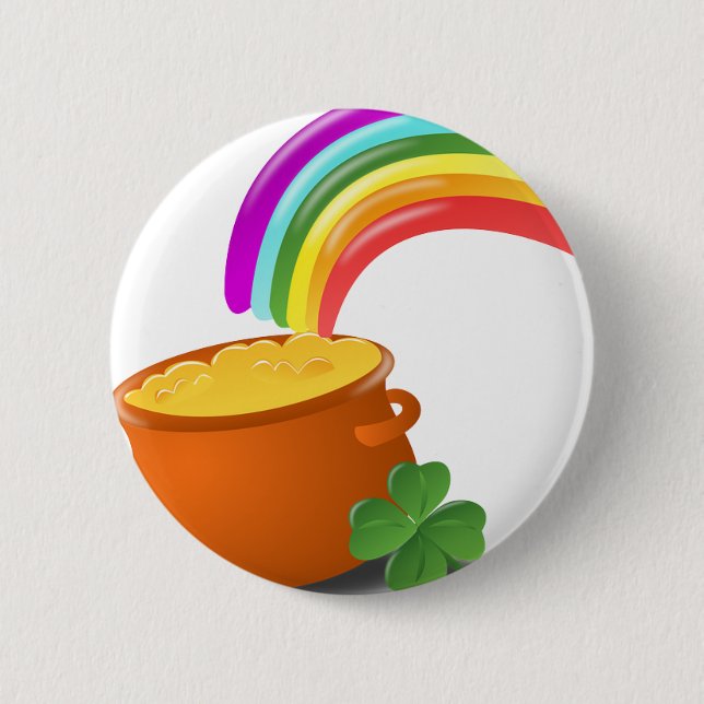 Rainbow Gold Pot Lucky Irish Sky Irland farbenfroh Button (Vorderseite)