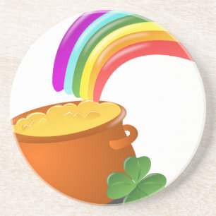 Rainbow Gold Pot Lucky Irish Sky Irland farbenfroh Sandstein Untersetzer