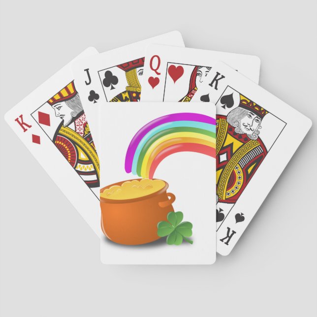 Rainbow Gold Pot Lucky Irish Sky Irland farbenfroh Spielkarten (Rückseite)