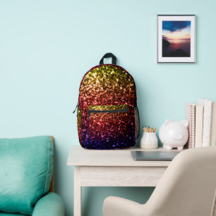 Rainbow-gold-rote lila Imitate Glitzer Glitzern Bedruckter Rucksack