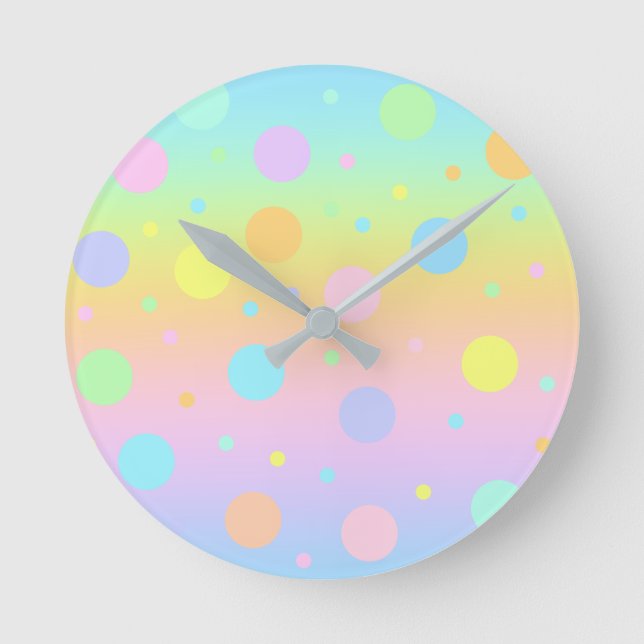 Rainbow Gradient and dots Runde Wanduhr (Vorderseite)