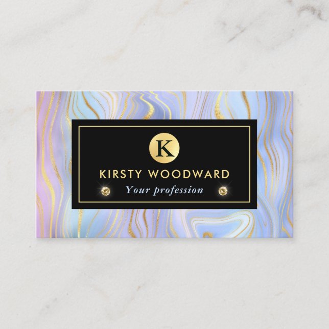 Rainbow Gradient and Gold Foil Strata Visitenkarte (Vorderseite)