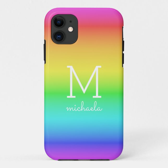 Rainbow Gradient benutzerdefinierte Monogramm-Tele Case-Mate iPhone Hülle (Rückseite)