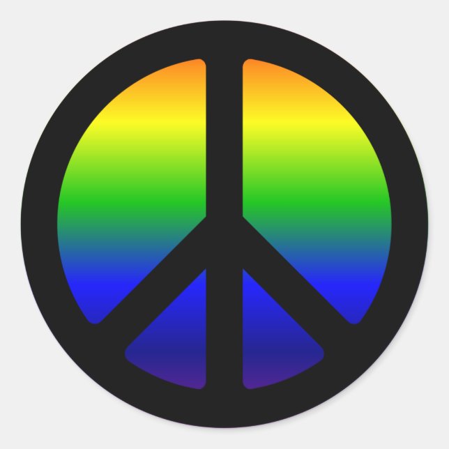Rainbow Gradient Black Peace Symbol Runder Aufkleber (Vorderseite)