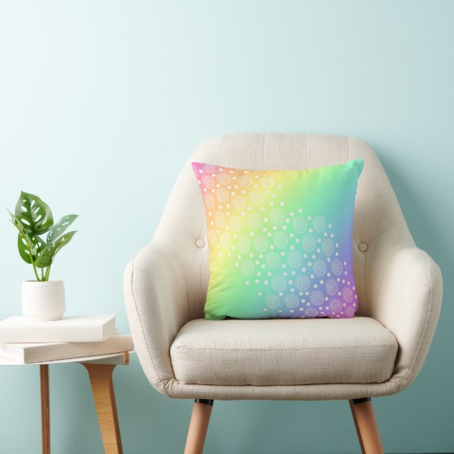 Rainbow Gradient Circles and Dots Kissen (Stuhl )