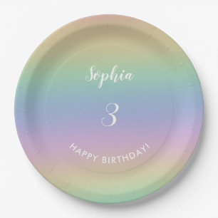Rainbow Gradient Colorado Pastel Kindergeburtstag Pappteller