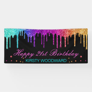 Rainbow Gradient Driving Glitzer Birthday Banner