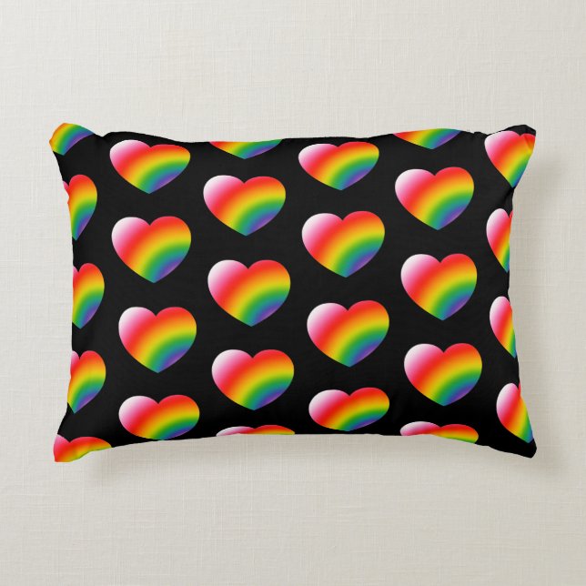 Rainbow Gradient Hearts Pattern Dekokissen (Vorderseite)