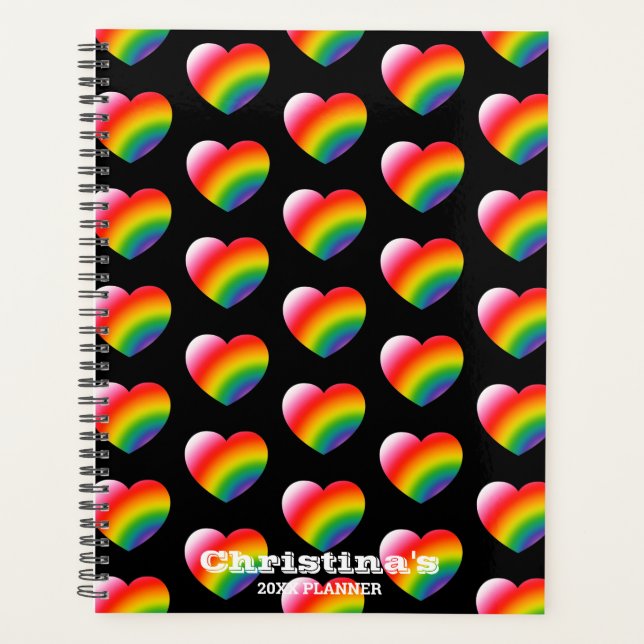 Rainbow Gradient Hearts Pattern Planer (Vorderseite)