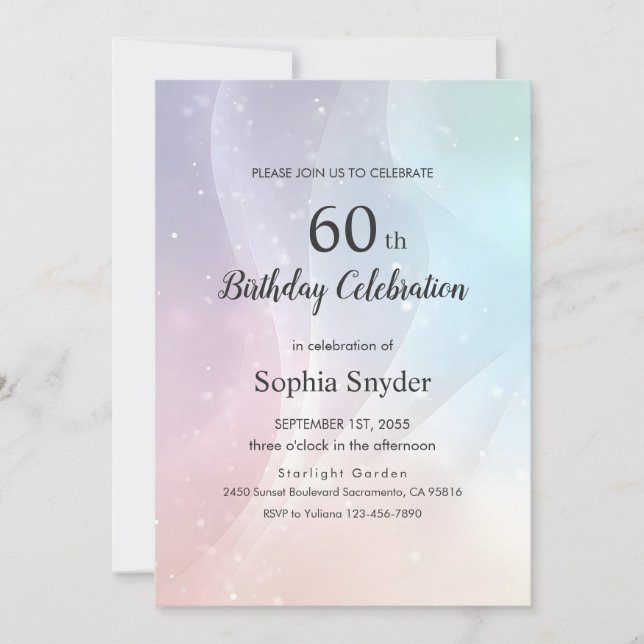 Rainbow Gradient Invitation | Elegant Pastel Spark Einladung (Vorderseite)