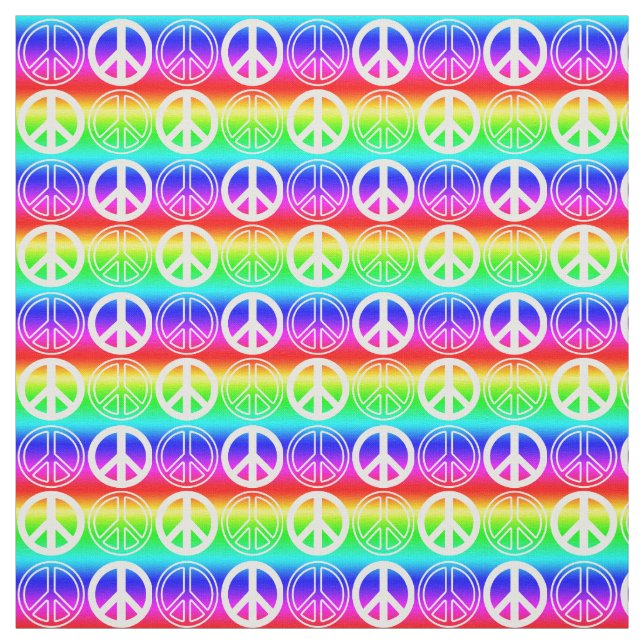Rainbow Gradient Peace Sign und Konturen Muster Stoff (Muster)
