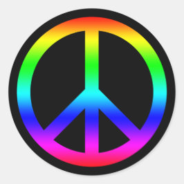 Rainbow Gradient Peace Symbol Sign On Black Runder Aufkleber