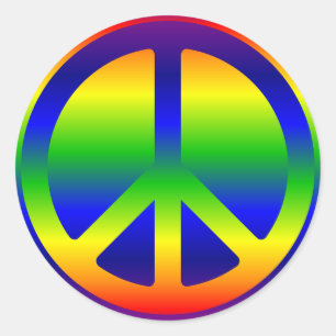 Rainbow Gradient Peace Symbol und Blackground Runder Aufkleber
