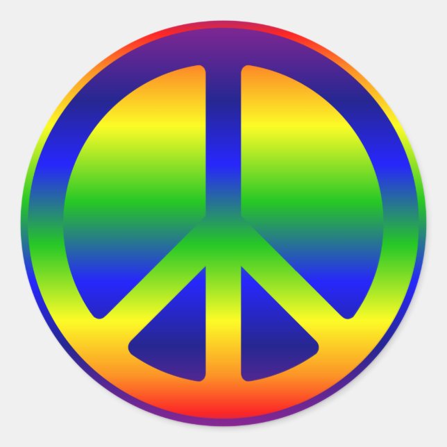 Rainbow Gradient Peace Symbol und Blackground Runder Aufkleber (Vorderseite)