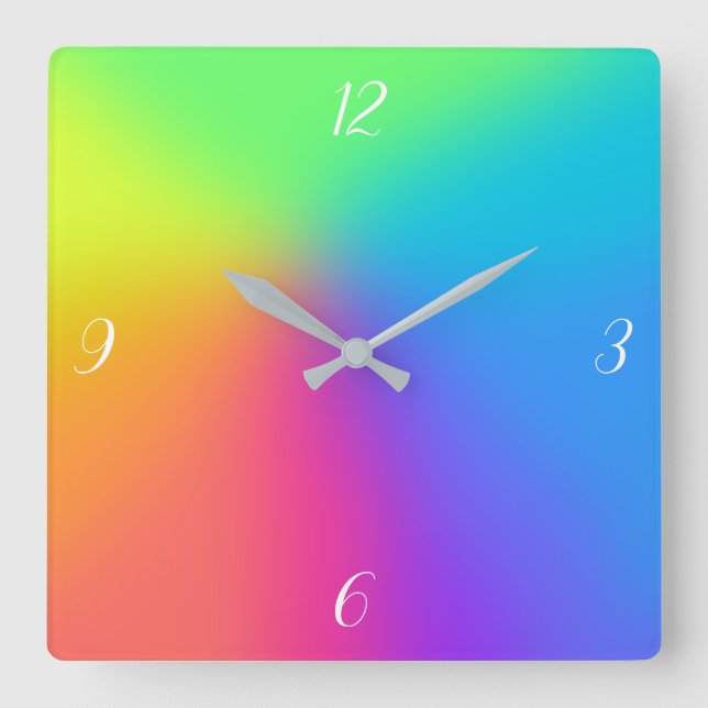 Rainbow Gradient Quadratische Wanduhr (Vorderseite)