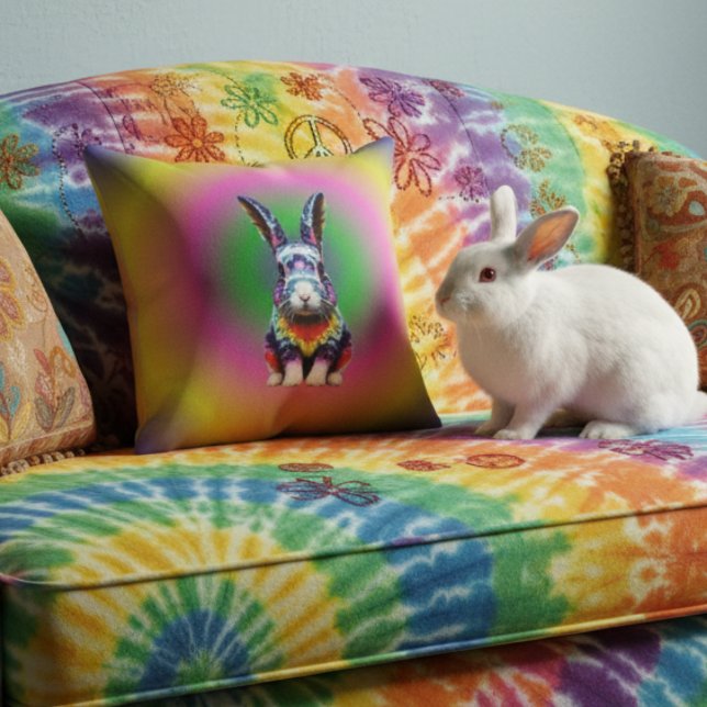 Rainbow Gradient Rabbit Bunny Colorful Kissen (Von Creator hochgeladen)