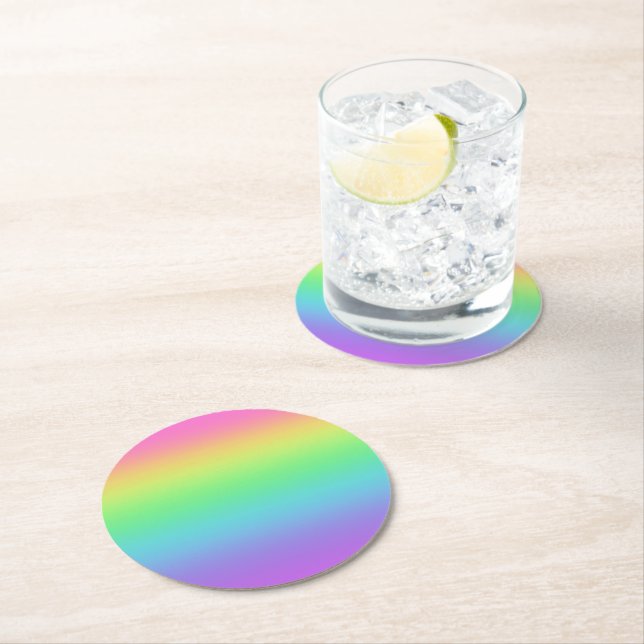 Rainbow Gradient Runder Pappuntersetzer (Vor Ort)