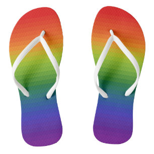 Rainbow Gradient Strichen Flip Flops