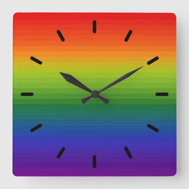 Rainbow Gradient Strichen Quadratische Wanduhr (Vorderseite)