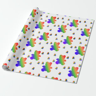 Rainbow Gradient Teddy Bear Muster Geschenkpapier